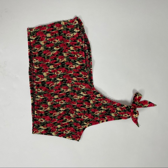 SHEIN Floral Print Smocked Shirred One Shoulder Multicolor Crop Top Size XL - Picture 3 of 4